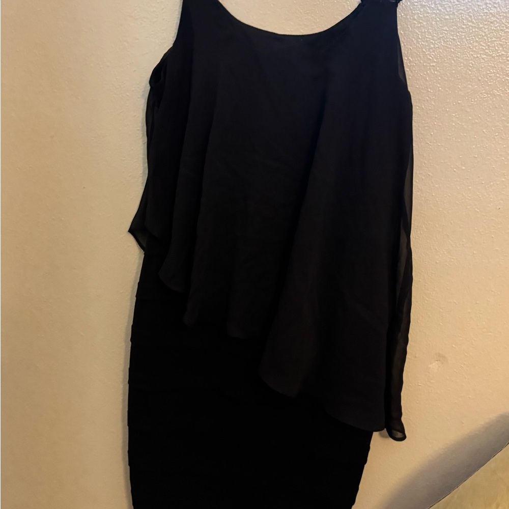 Enfocus Studio Black Asymmetrical Layered Dress